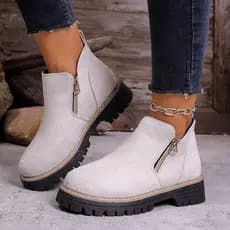 2025 outono inverno Martin botas femininas salto grosso sola grossa antiderrapante Casual botas curtas com zíper botas c