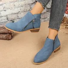 Martin botas femininas outono inverno novo estilo salto grosso Casual botas curtas com zíper botas moda All-Match saia s
