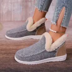 2025 inverno novo estilo sapatos de algodão forro de lã engrossado quente deslizamento-em botas de neve botas curtas mod