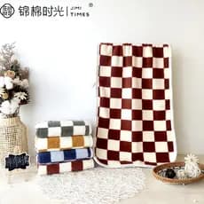 Toalha xadrez de lã Coral, espessada, estampada, sem fiapos, toalha de rosto para adultos e crianças, conjunto de toalha