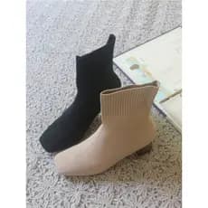 Martin botas femininas 2026 primavera outono novo estilo dedo do pé quadrado Material de malha salto grosso elástico bot