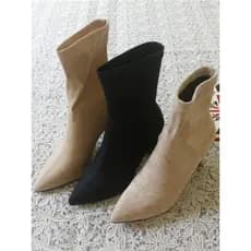 Meias elásticas de salto grosso botas curtas outono inverno sapatos femininos de salto alto 2026 novo estilo All-Match i