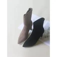 Estilo francês tecido de lã de salto alto apontou botas finas femininas 2026 primavera outono novo estilo versão coreana