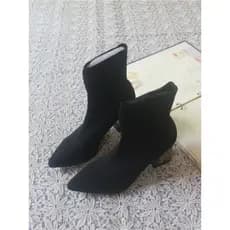 2026 novo estilo influenciador botas finas femininas meias botas de malha elástica botas de salto alto botas de cano méd