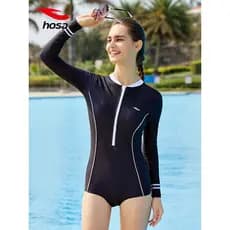 Hosa hosa maiô feminino protetor solar de manga comprida terno de surf feminino maiô de uma peça feminino férias praia m