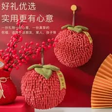 Dahong toalha de mão festiva, espessada, absorvente, bola de mão, toalha pendurada, lembrança de ano novo, cozinha, banh