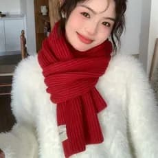 Ano novo lenço vermelho feminino inverno 2025 novo estilo versão coreana High-End natal quente engrossado cachecol de lã