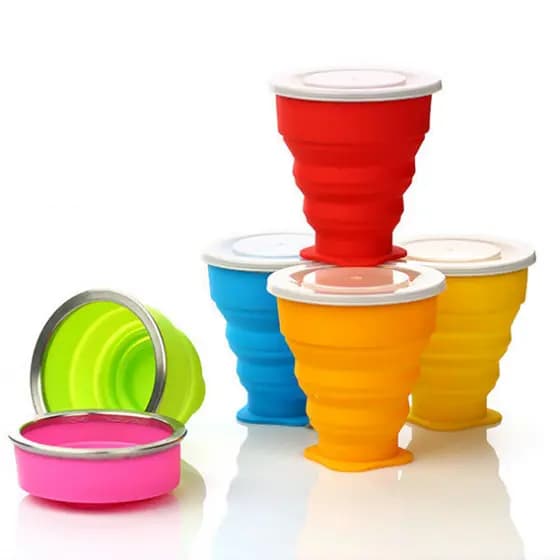 Viagem portátil dobrável copo de água criativo retrátil Silicone lavagem copo viagem ao ar livre saco lavagem acessórios