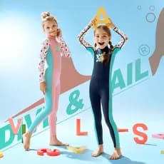 DIVE & SAIL Fato de mergulho infantil Protetor solar feminino de manga comprida de secagem rápida Maiô ao ar livre Nataç