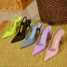 Verão novo estilo apontou toe salto alto elegante Mules estilete francês elegante toe-coberto sandálias dedo do pé apont