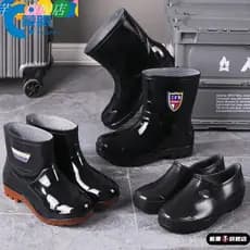 Botas de chuva masculinas com sola de tendão de carne grossa, sapatos de água de lã, botas de chuva impermeáveis e antid