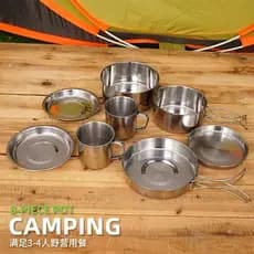 Conjunto de panela ao ar livre de aço inoxidável portátil suprimentos acampamento panelas piquenique ao ar livre pote-eq