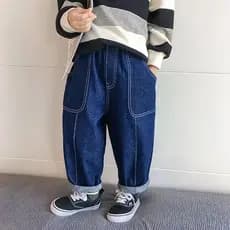 Menino Jeans 2022 outono novo estilo crianças bonito solto outono menino Denim calças casuais primavera outono estilo