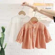 Meninas camisa primavera outono estilo 2024 novo estilo bebê camisa crianças branco camisa de manga comprida roupas de o