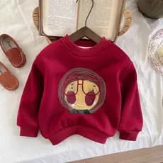 Crianças forro de lã moletom engrossado estilo inverno 2024 novo estilo roupas infantis quente estilo ocidental em torno