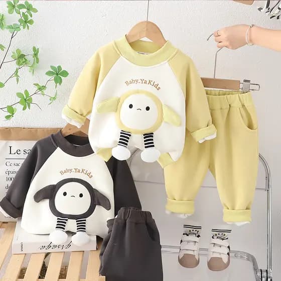Meninos de uma peça de veludo outono inverno terno 1 ano de idade roupas de inverno do bebê 3 bonito roupas de bebê 2 cr