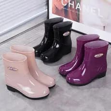 Botas de chuva de tubo curto senhoras antiderrapante resistente ao desgaste sapatos de água à prova dwaterproof água sap