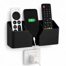 Suporte Organizador Controle Remoto Celular Parede Porta Controle TV Ar Condicionado Sala Quarto Casa Preto Branco