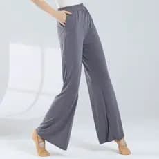 Calças de dança de seda de amônia de cobre Calças de dez mil anos Calças femininas de bolso para prática de pernas larga