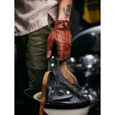 Flo garagem Retro meio dedo luvas da motocicleta verão respirável Lasta bom pneu pele de carneiro ciclismo luvas da moto