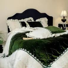 Inverno estilo europeu estilo palácio leite veludo renda quente conjunto de quatro peças veludo verde High-End conjunto