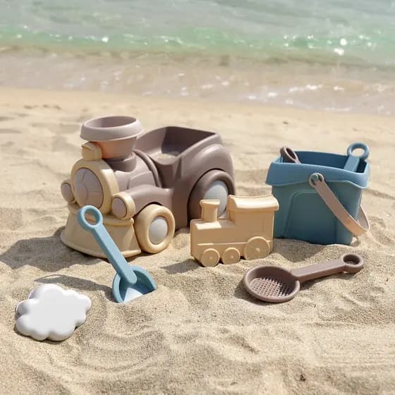 Conjunto de brinquedos de praia para crianças ATV escavação de areia jogando brinquedo de água balde de praia ampulheta