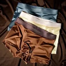 Roupa interior masculina de cetim seda gelo respirável luz luxo boxer verão High-End boxer Shorts masculino