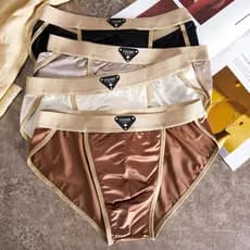 Luz de luxo cetim gelo seda cuecas masculinas sedoso respirável confortável novo estilo verão na moda legal High-End Un