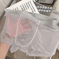 Verão estilo fino masculino completo transparente boxer briefs legal sentimento 2025 novo estilo cuecas boxer masculinas