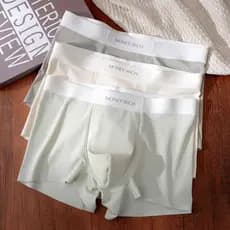 Roupa interior masculina de seda gelo sem costura leite couro boxer confortável respirável simples cor sólida fresco Hig
