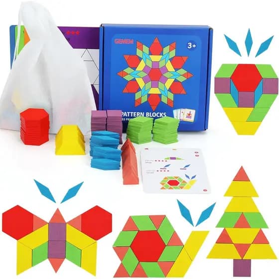 Conjunto de blocos de madeira com 155 peças, quebra-cabeça de formas geométricas, brinquedo educativo clássico Montessor