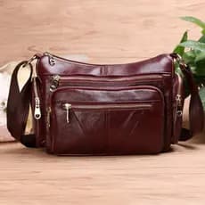 Golden Coral meia-idade idosos bolsa feminina primeira camada de couro bolsa de ombro couro genuíno senhoras saco Casual