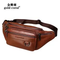 Cintura de couro Casual Bolsa Caixa registradora Primeira camada de couro de vaca Bolsa de cintura grande Bolsa de peito