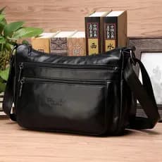 F Bolsa Feminina Primeira Camada de Couro Bolsa Mensageiro Bolsa para Idosos de Meia-idade Bolsa de Ombro Mãe Senhoras B