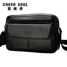 Bolsa masculina de couro genuíno, bolsa de ombro mensageiro, maleta de negócios, bolsa Casual de couro, estilo Horizonta