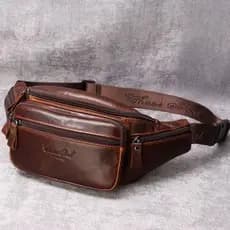 Primeira camada de couro cintura saco estilo Retro viagem Outing mensageiro saco Casual masculino durável genuíno óleo c