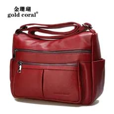 Golden Coral Bolsa Feminina de Grande Capacidade Novo Estilo Couro Bolsa Mensageiro de Um Ombro Médio-