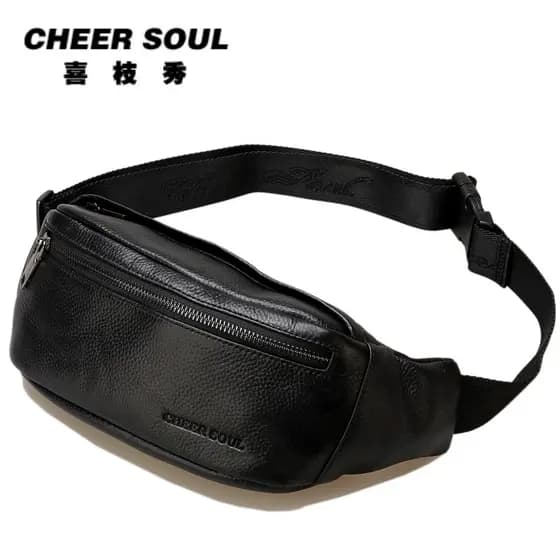 Nova bolsa de cintura bolsa de peito bolsa mensageiro de couro genuíno bolsa para celular bolsa masculina de couro genuí