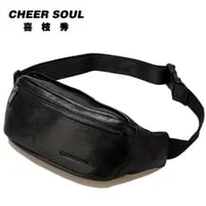 Nova bolsa de cintura bolsa de peito bolsa mensageiro de couro genuíno bolsa para celular bolsa masculina de couro genuí