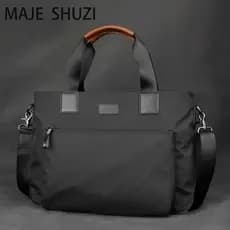 MAJE SHUZI Bolsa masculina Casual para Laptop, preta, Nylon, grande capacidade, leve, à prova d'água, bolsa mensageiro