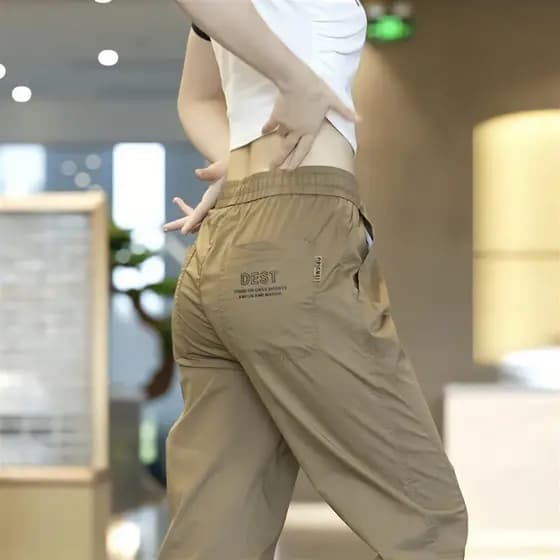 Clique taxa calças masculinas 2026 verão novo estilo calças casuais Minruo calças esportivas masculinas Leggings calças