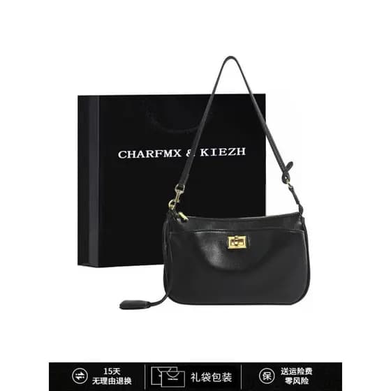CHARFMX & KIEZH Bolsa Feminina 2025 Novo Estilo Couro Genuíno Bloqueio Pequeno Quadrado Bolsa de Ombro para Motocicleta