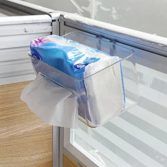 Caixa de papel de costura suspensa sob o trabalho, Rack de armazenamento de toalha de papel de costura de Slot de mesa,