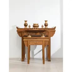 Mesa de oferta de madeira com asa de frango Novo estilo chinês Mesa de Buda de madeira maciça Caixa de incenso Mesa de o