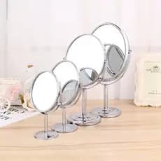 Espelho rotativo de 360 graus HD, espelho de maquiagem de mesa dupla face, lupa de aço inoxidável, espelho de maquiagem