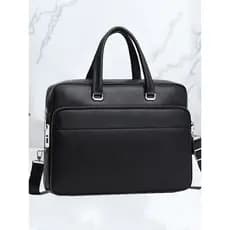 Impressão digital desbloquear bolsa de couro masculina negócios Commuter maleta simples All-Match bolsa de ombro cruz-