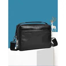 Bolsa de ombro masculina couro genuíno impressão digital desbloqueio saco do mensageiro Horizontal negócios saco do mens