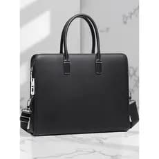 Maleta de negócios masculina de couro genuíno com bloqueio de impressão digital bolsa mensageiro de ombro de grande capa