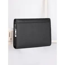 Embreagem masculina de couro genuíno novo estilo impressão digital desbloquear embreagem grande capacidade grão cruz emb