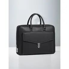 Pasta de couro genuíno masculina, bolsa de negócios exclusiva com desbloqueio de impressão digital, bolsa de couro de gr